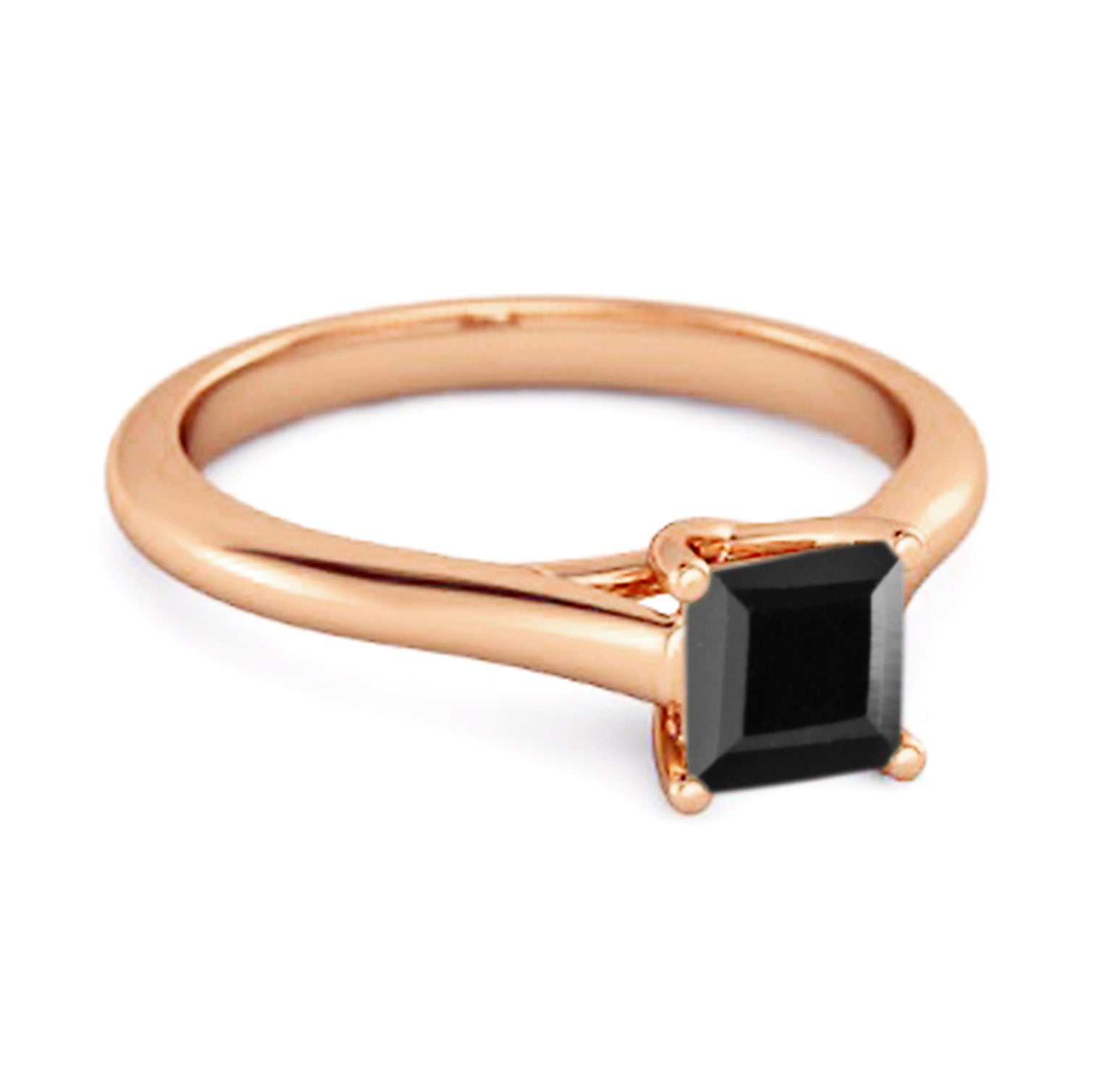 Anello con promessa in argento sterling 925 con solitario in spinello nero taglio quadrato