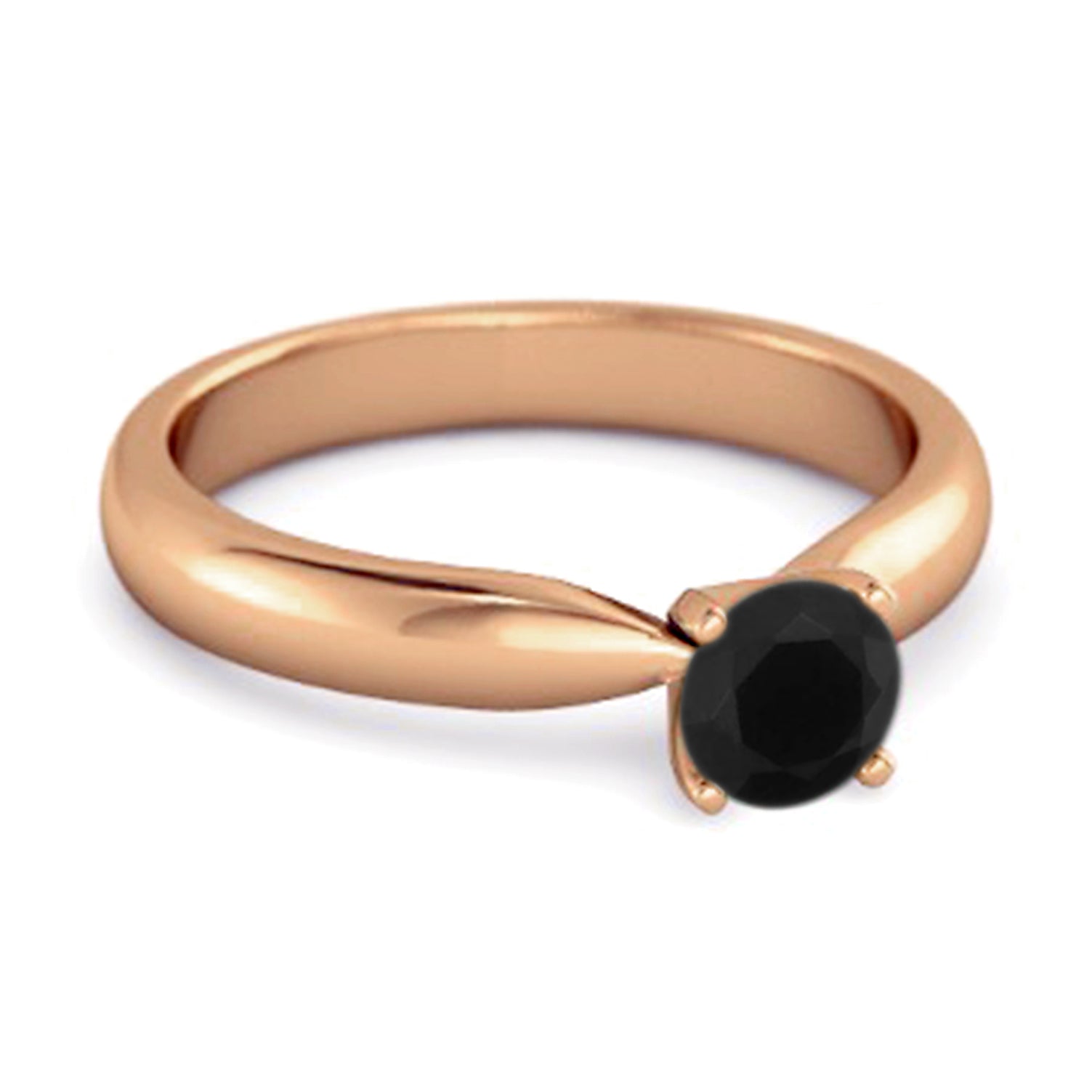 Black Spinel Classic Solitaire Ring - Sterling Silver