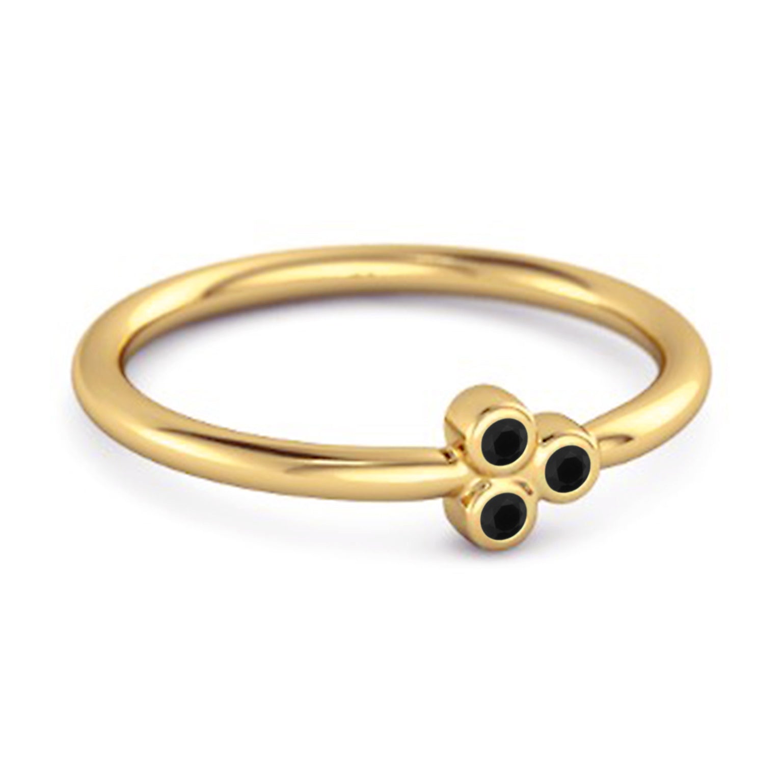Black Spinel Triple Bezel Cluster Ring - Sterling Silver