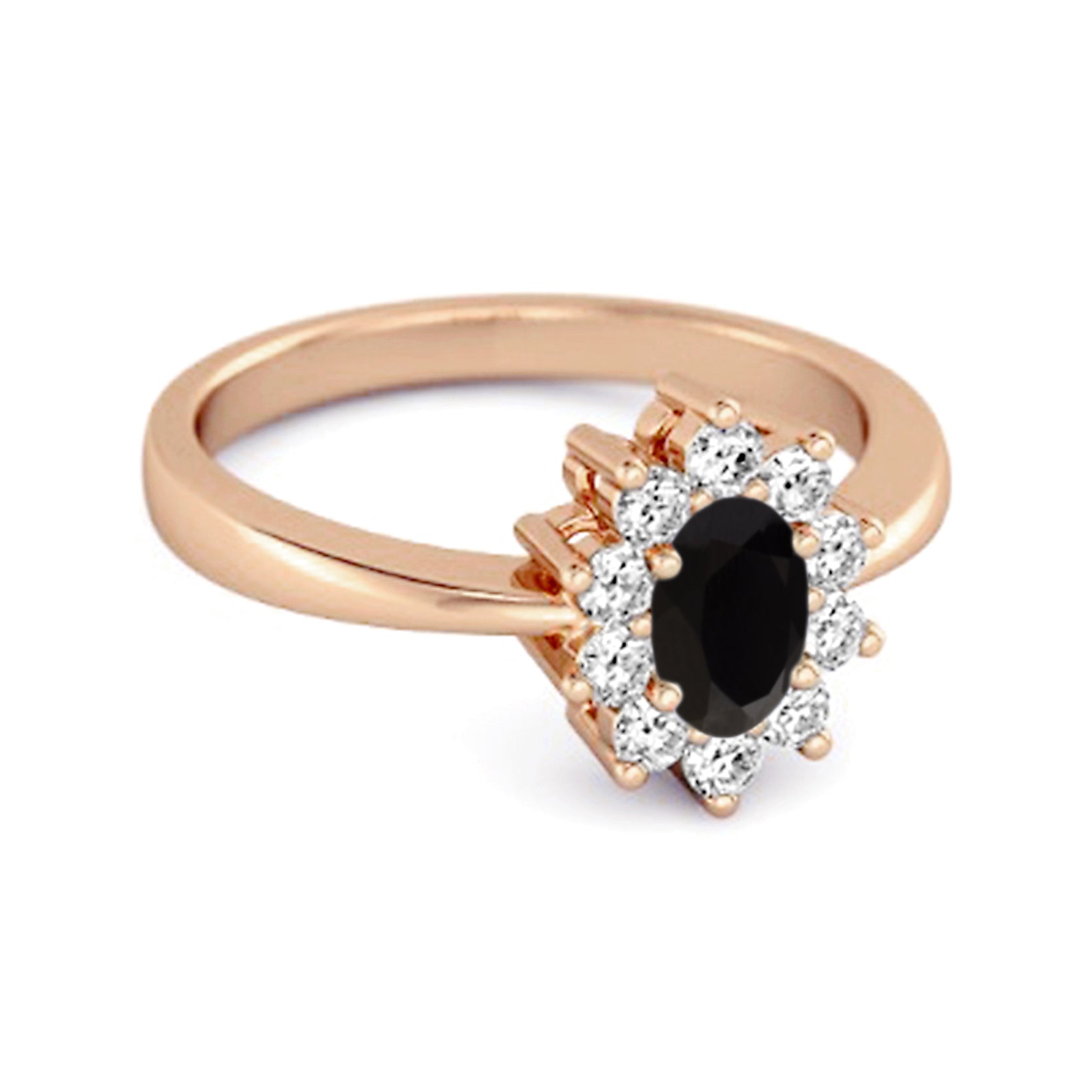 Black Spinel Classic Halo Ring - Sterling Silver