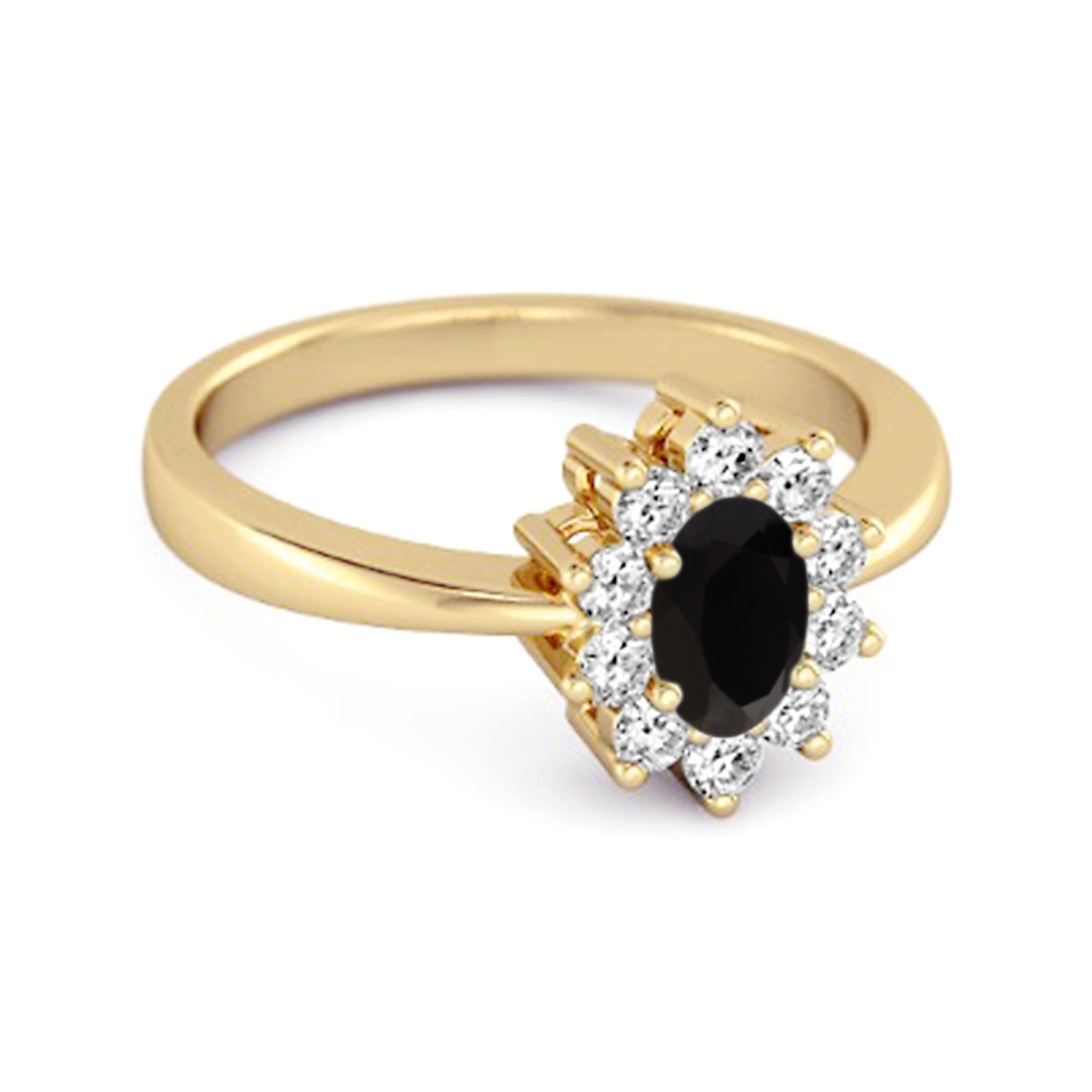 Black Spinel Classic Halo Ring - Sterling Silver