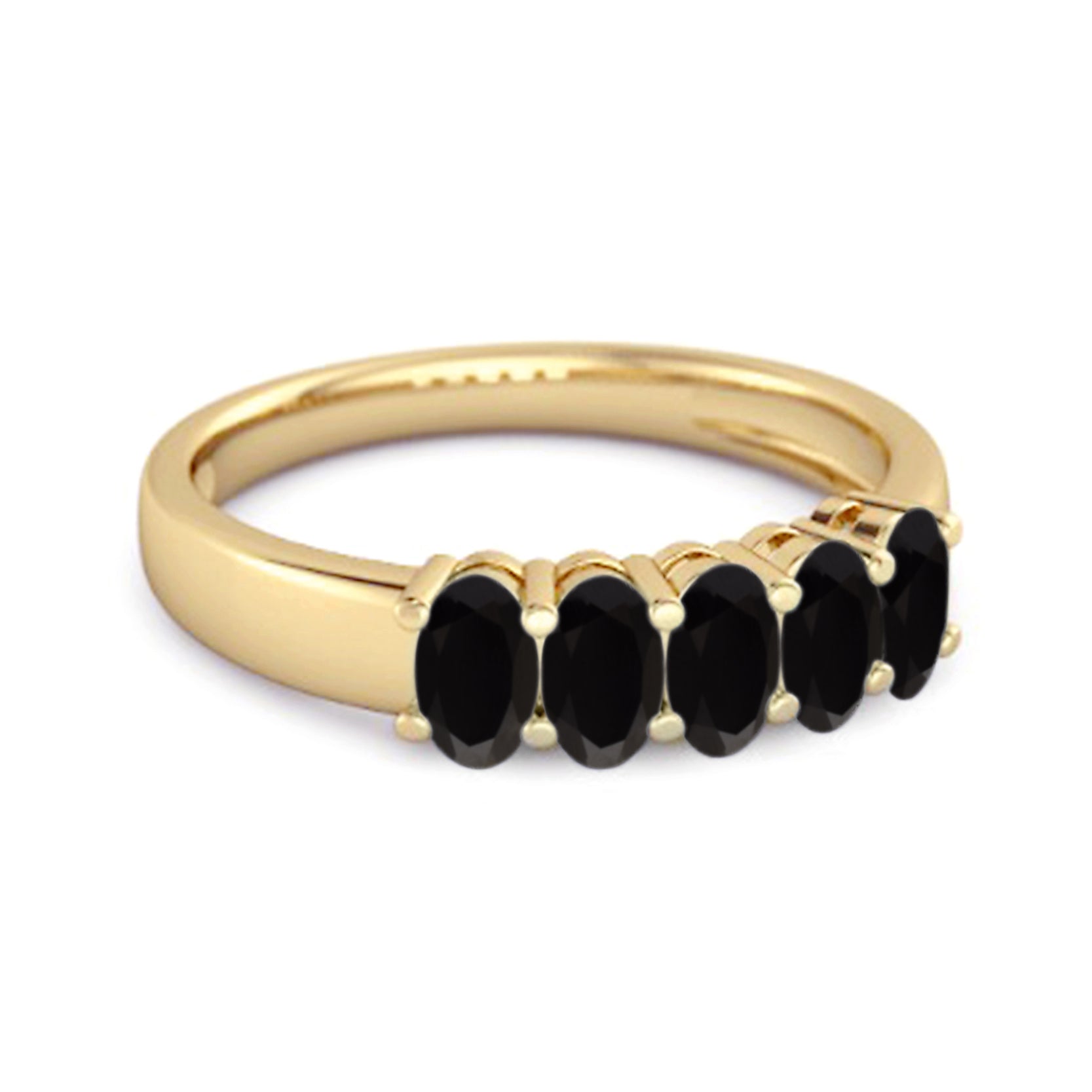 Black Spinel Oval Five-Stone Ring - Sterling Silver