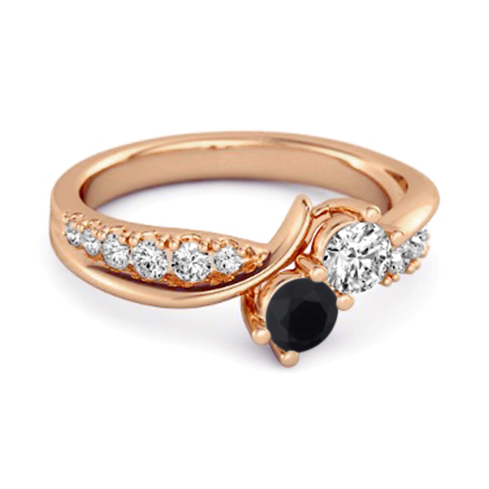 Black Spinel Twin Stone Pavé Ring - Sterling Silver