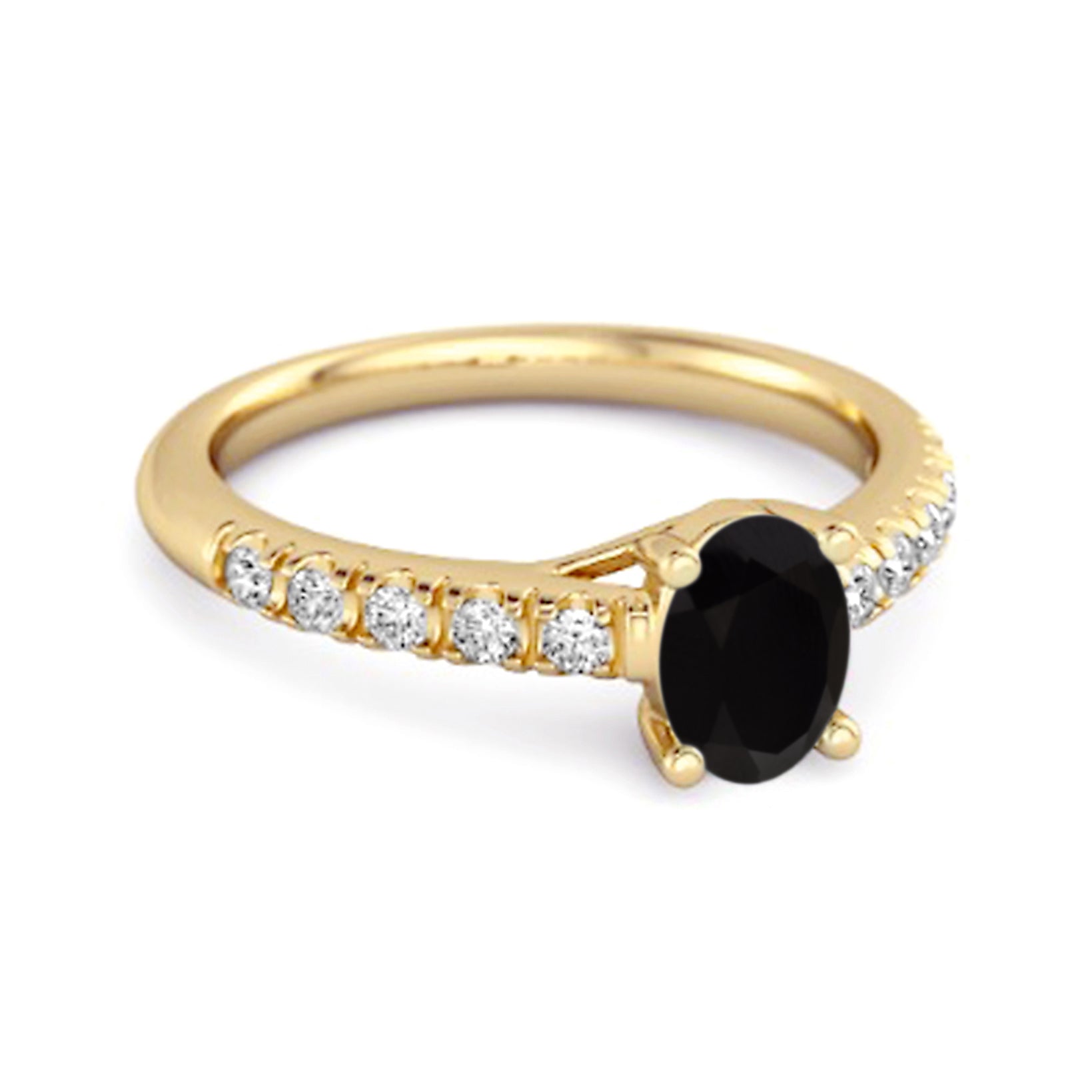 Black Spinel Pavé Band with White CZ Accents Ring - Sterling Silver