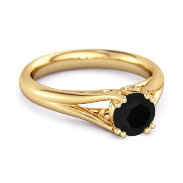 Solitaire 0.25 Ctw Round Black Spinel 925 Sterling Silver Split Ring