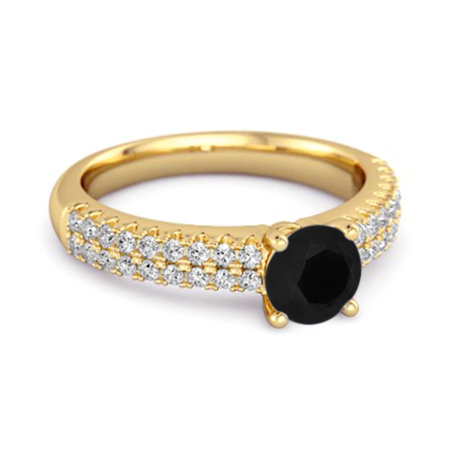 Black Spinel Double Pavé Band Ring - Sterling Silver