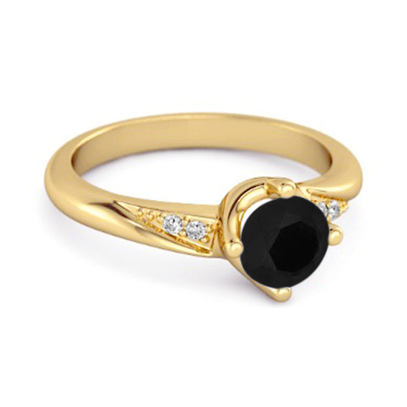 Solitaire 0.25 Ctw Black Spinel Accents 925 Sterling Silver Women Ring