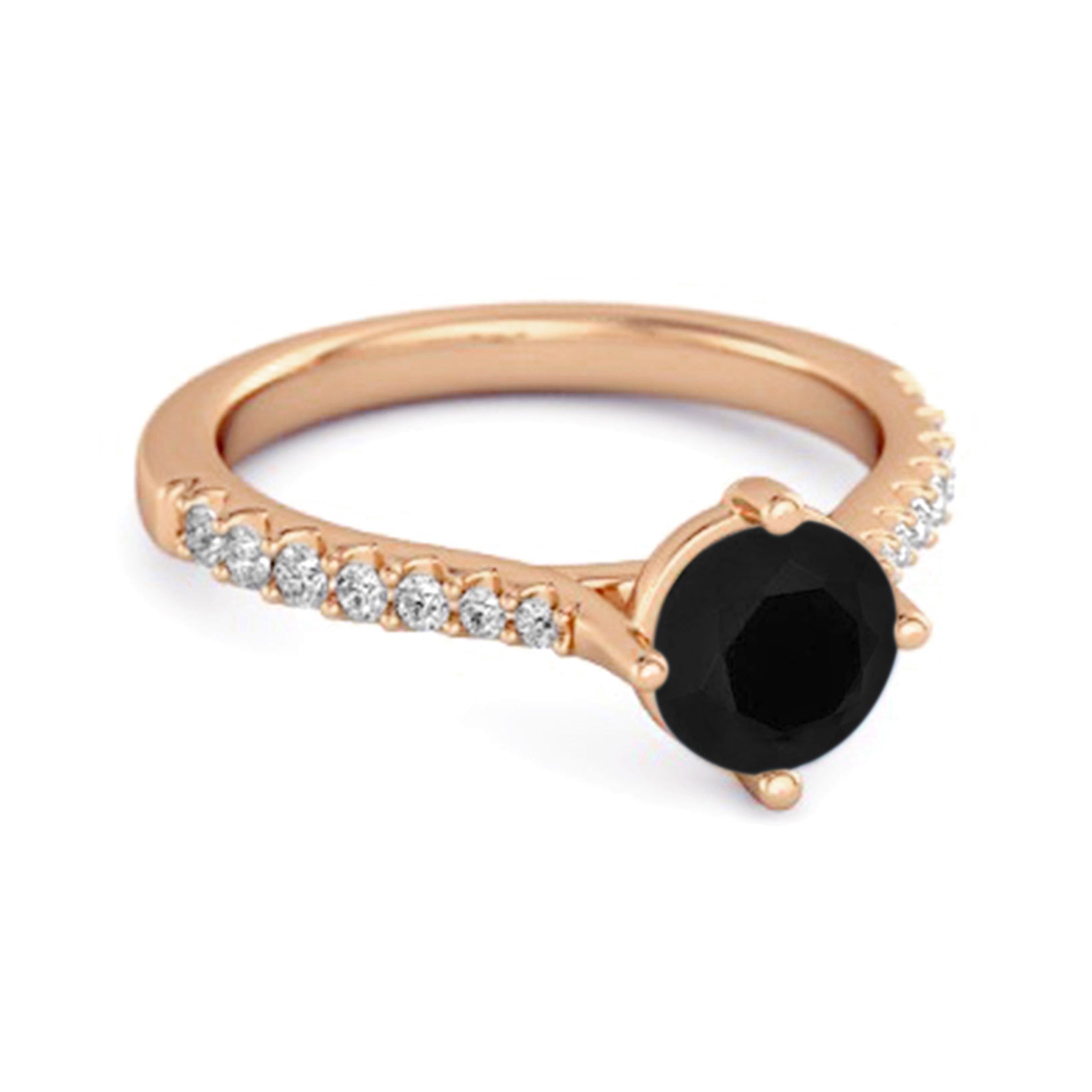 Black Spinel Classic Pavé Solitaire Ring - Sterling Silver
