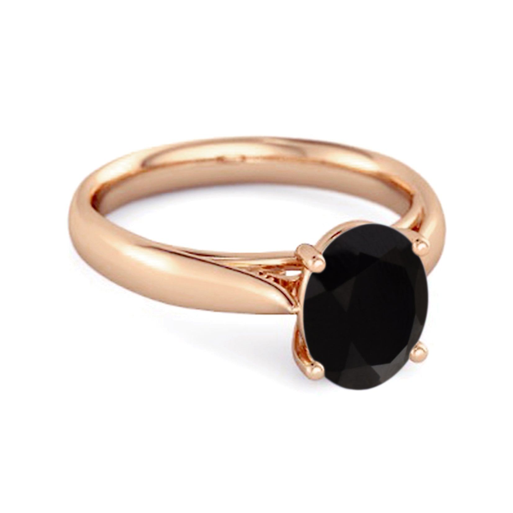 Black Spinel Classic Solitaire Ring - Sterling Silver