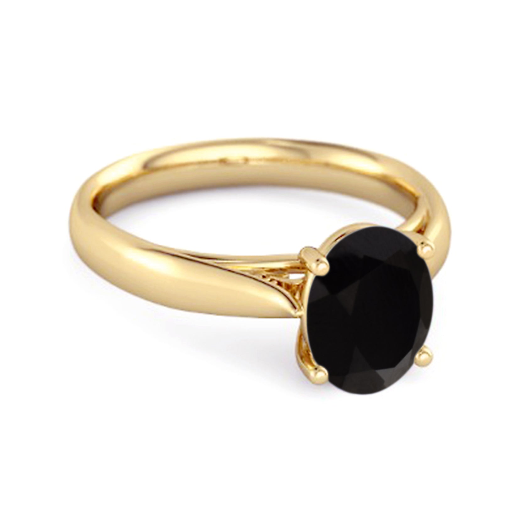 Black Spinel Classic Solitaire Ring - Sterling Silver