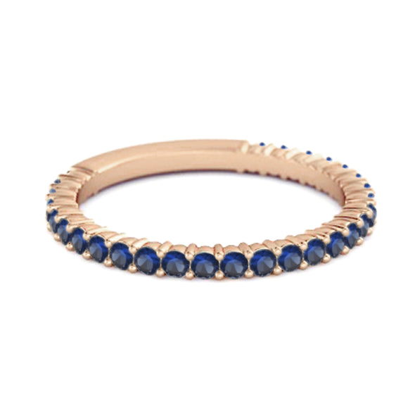 925 Silver Stacking 0.60 Ct Blue Sapphire Eternity Raquel Ring