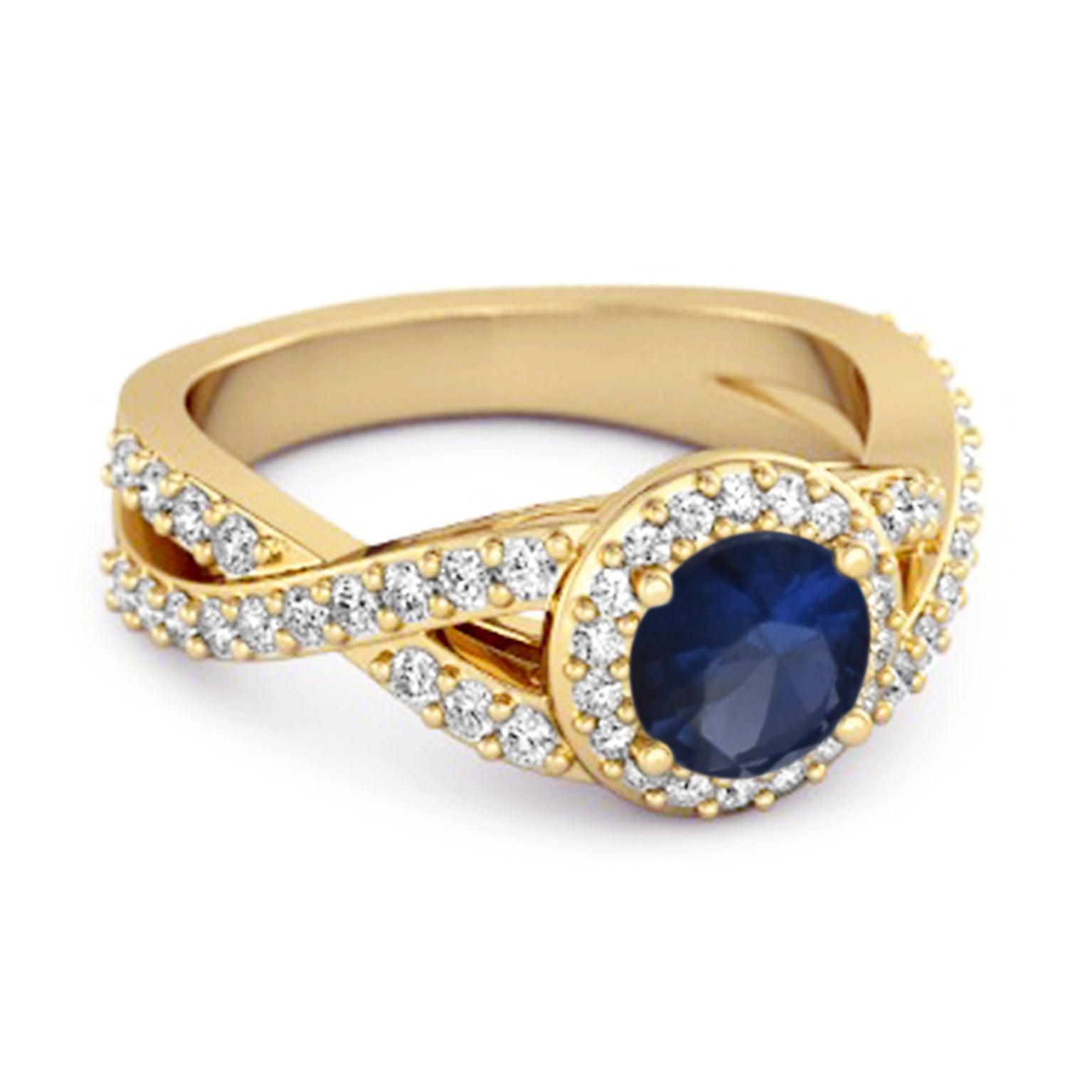 Solitaire Accents Blue Sapphire 925 Sterling Silver Infinity Ring