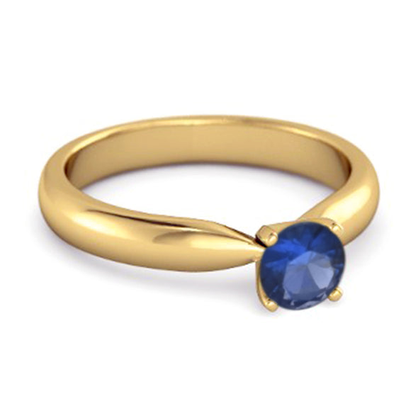Solitaire Round Cut Blue Sapphire 925 Sterling Silver Promise Ring