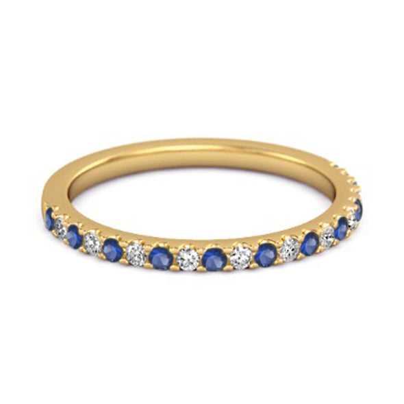 Blue Sapphire Half Eternity Band 925 Sterling Silver Stackable Ring