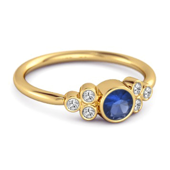 Bezel Set Blue Sapphire 925 Sterling Silver Boho Ring