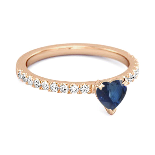 0.50 Cts Blue Sapphire 925 Sterling Silver Heart Ring Unique Lovers Ring