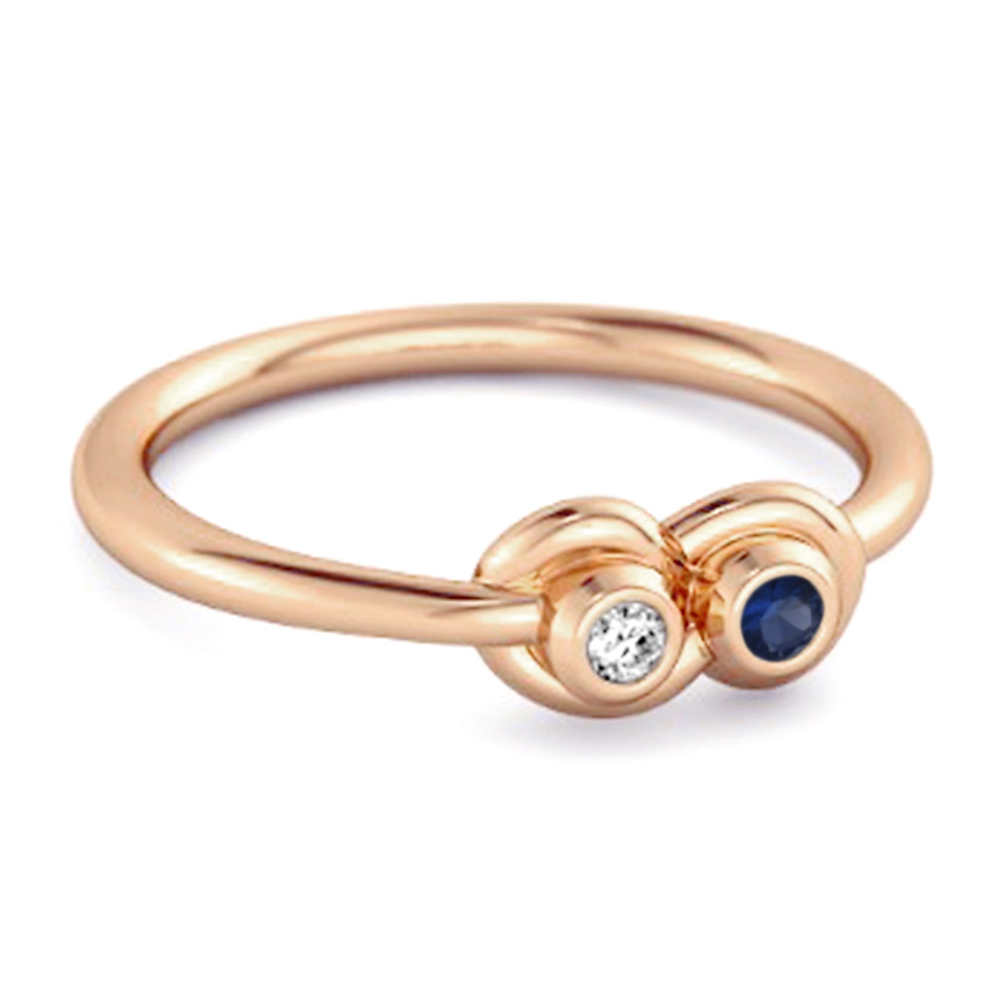 Anello Infinity Lovers in argento sterling 925 con zaffiro blu da 0,10 ct e doppia pietra