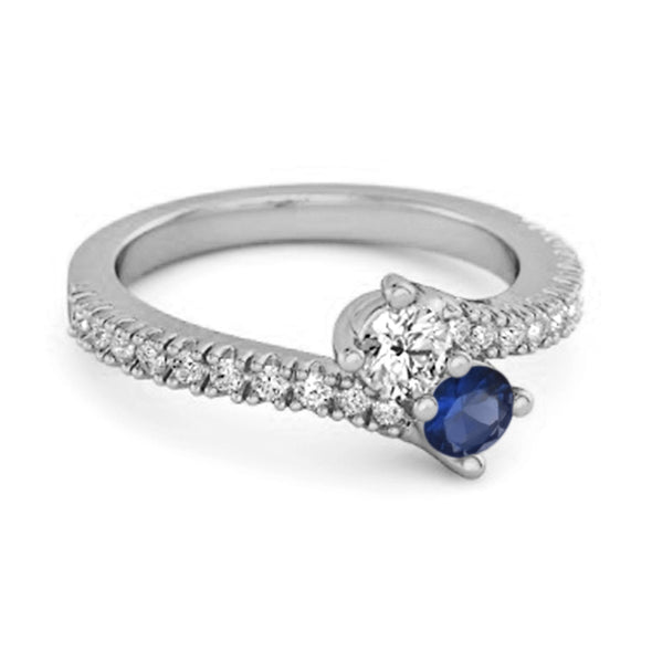 0.10 Ctw Blue Sapphire 925 Sterling Silver Split Shank Anniversary Ring