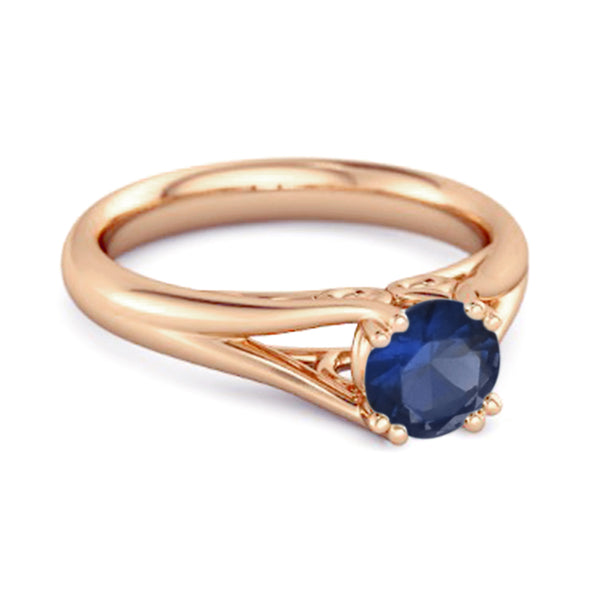 Solitaire 0.25 Ctw Round Blue Sapphire 925 Sterling Silver Split Ring