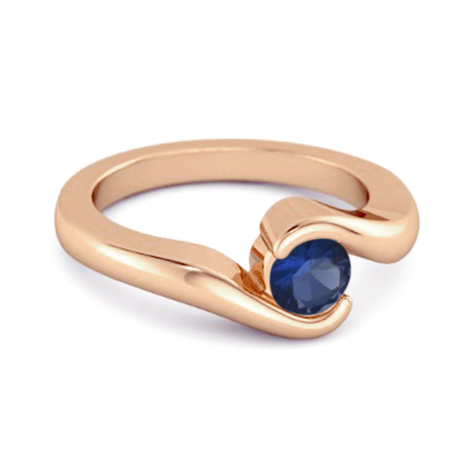 Blue Sapphire Classic Prong Set Solitaire Ring - Sterling Silver