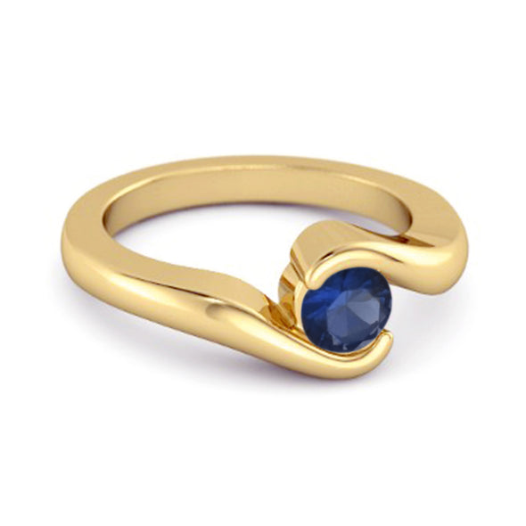 Ocean Wave 925 Sterling Silver 0.10 Ctw Blue Sapphire Women Wedding Ring