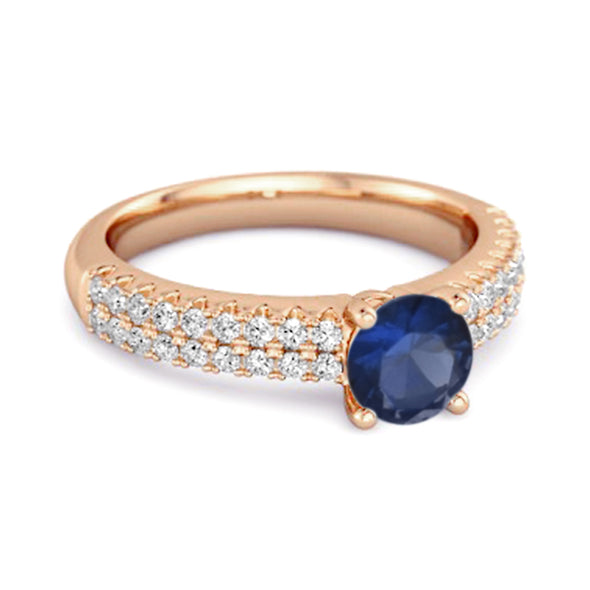 Dual Band 0.10 Ctw Blue Sapphire 925 Sterling Silver Stacking Ring
