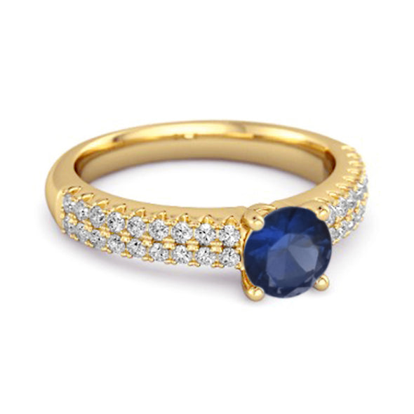 Dual Band 0.10 Ctw Blue Sapphire 925 Sterling Silver Stacking Ring