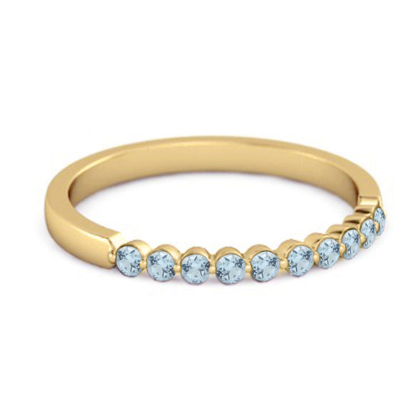 0.20 Ct Blue Topaz Half Eternity Stacking Ring 925 Sterling Silver