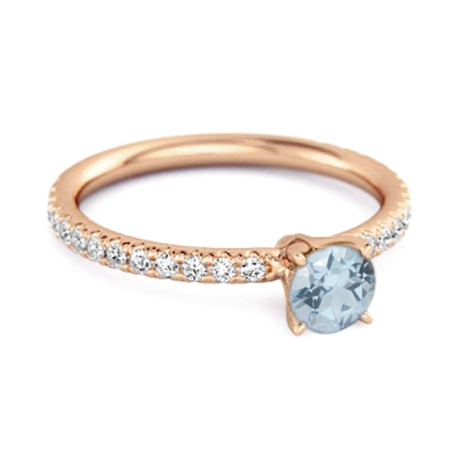 Blue Topaz Round Soliatire Ring – Sterling Silver