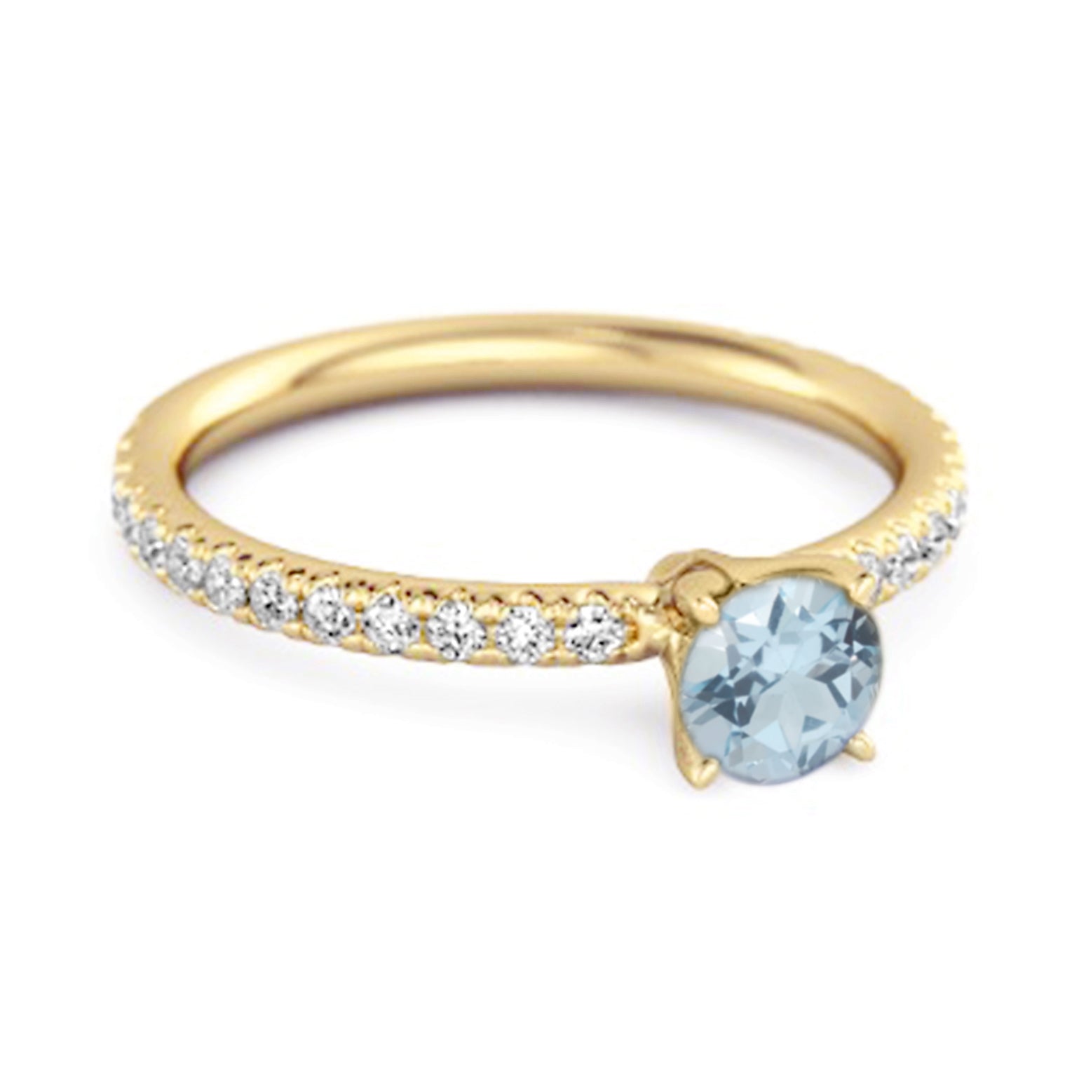 Blue Topaz Round Soliatire Ring – Sterling Silver