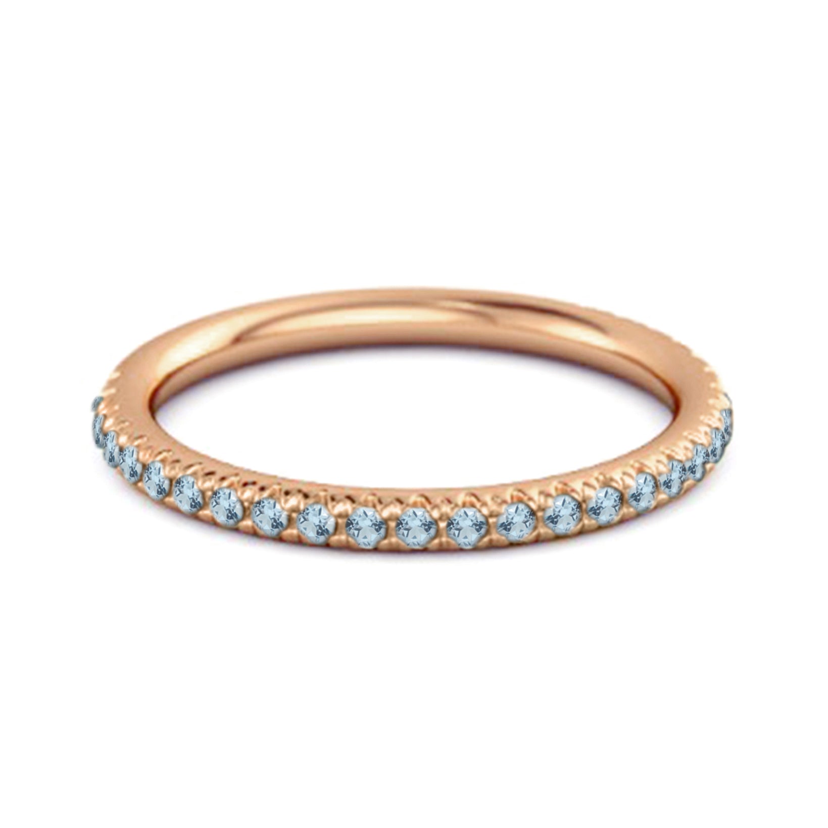 Blue Topaz Eternity Band Ring - Sterling Silver