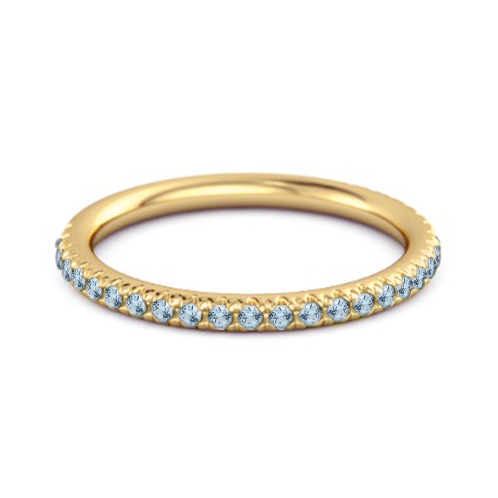 Blue Topaz Eternity Band Ring - Sterling Silver