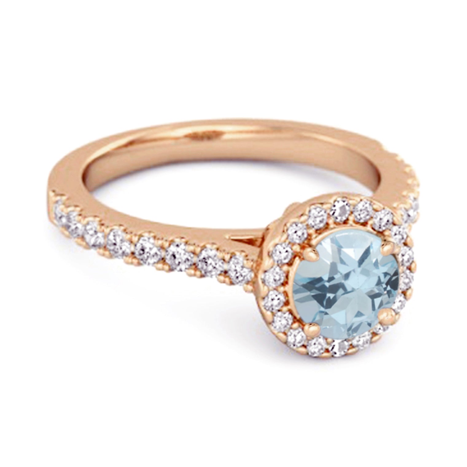 Blue Topaz Round Halo Accents Ring – Sterling Silver