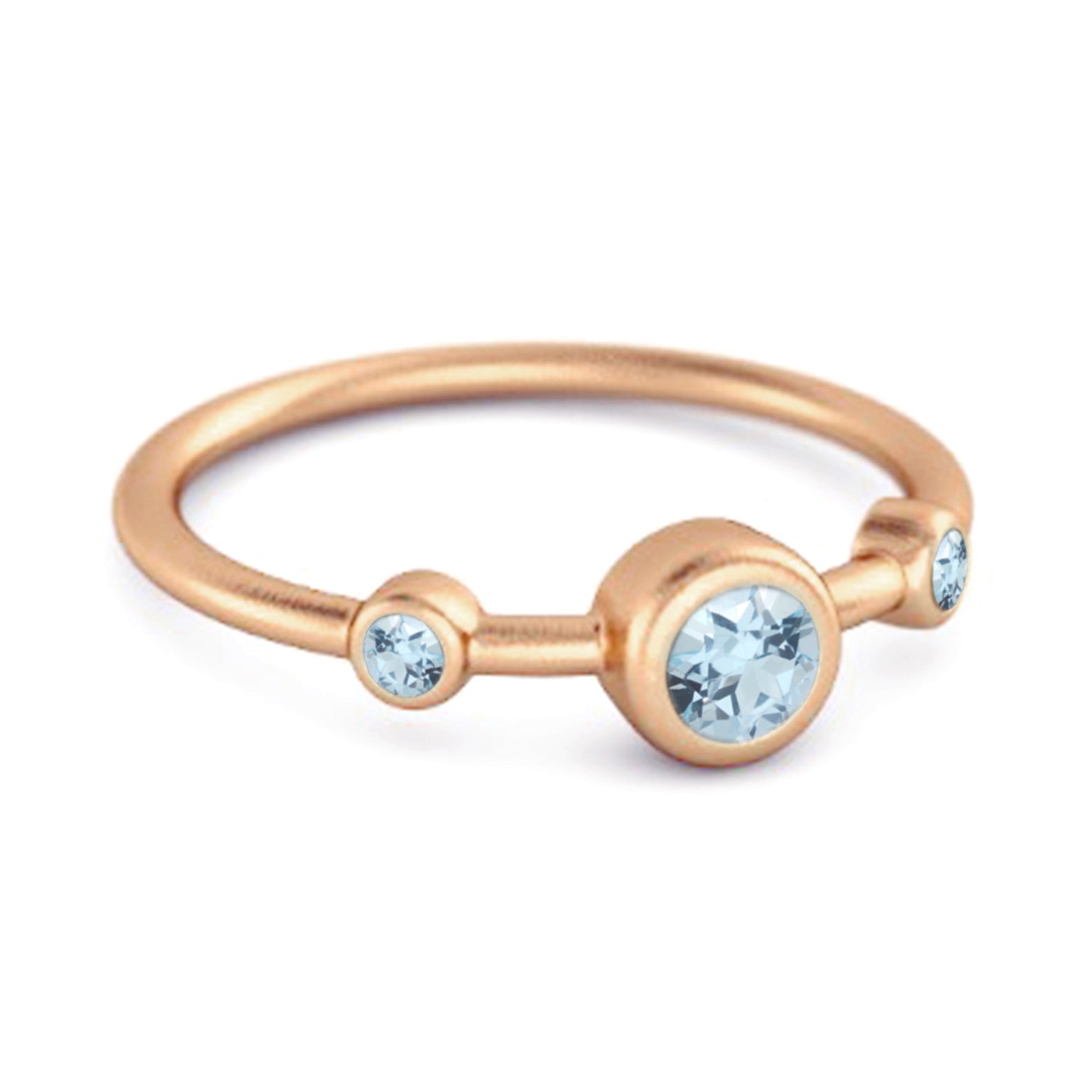 Blue Topaz Triple Bezel-Set Ring - Sterling Silver
