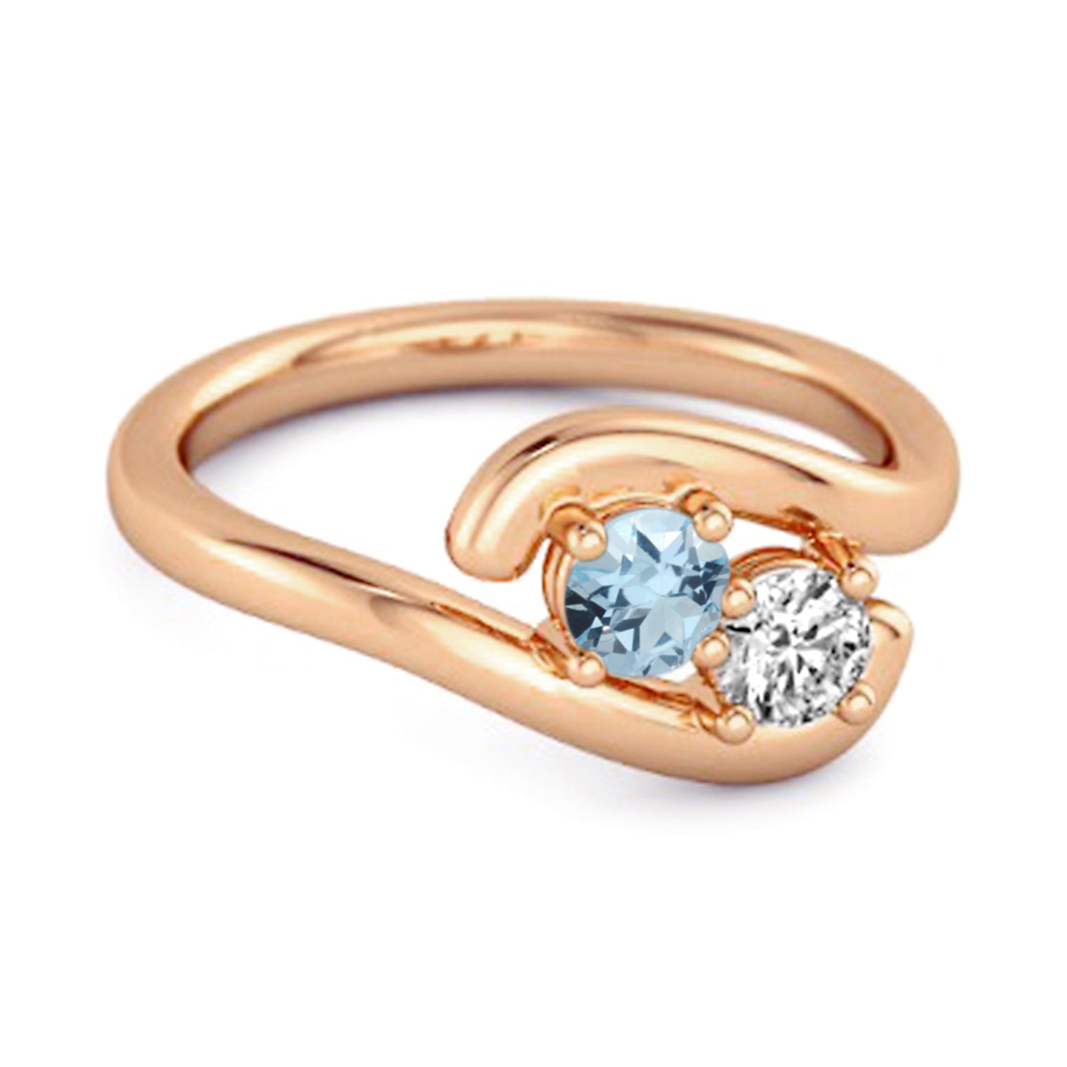 Blue Topaz Two-Stone Bypass Ring - Sterling Silver