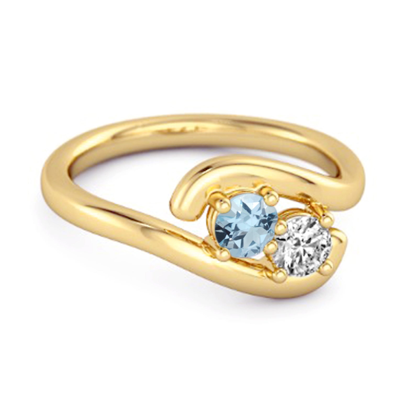 Blue Topaz Two-Stone Bypass Ring - Sterling Silver