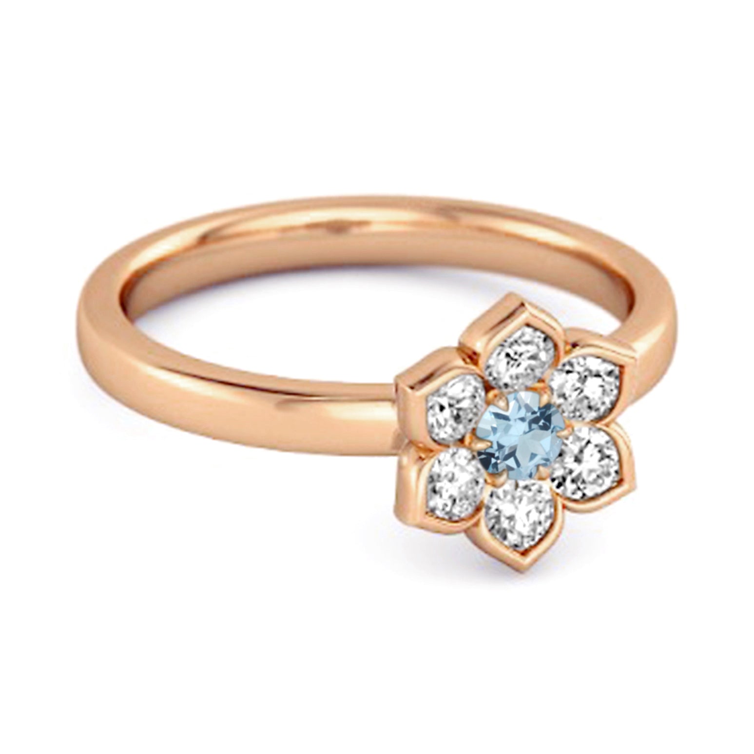 Blue Topaz Floral Cluster Ring - Sterling Silver