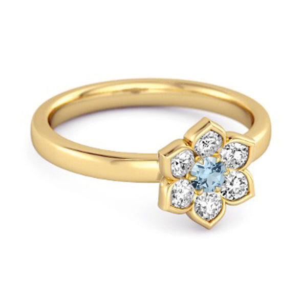 Daisy Flower 0.10 Cts Blue Topaz 925 Sterling Silver Women Wedding Ring