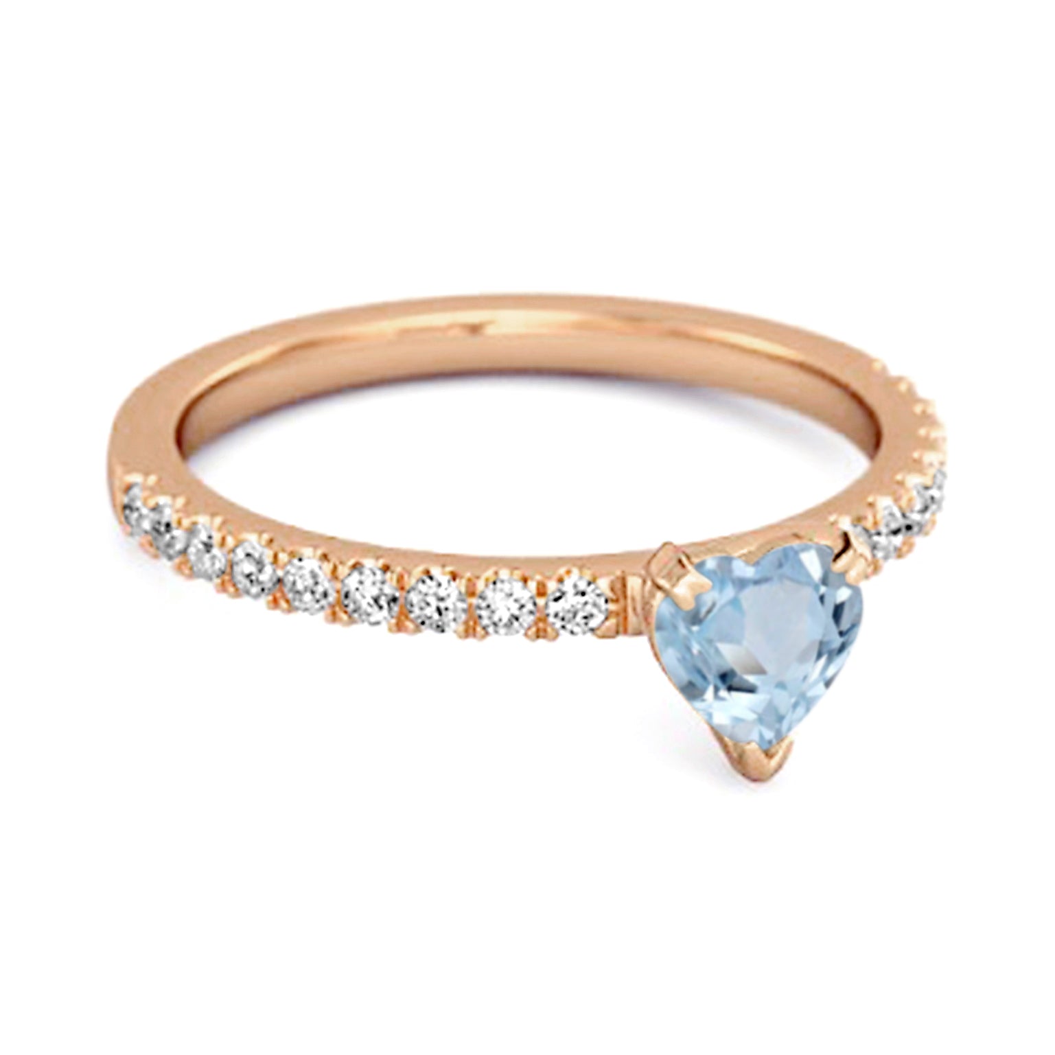 0.50 Cts Blue Topaz 925 Sterling Silver Heart Ring Unique Lovers Ring