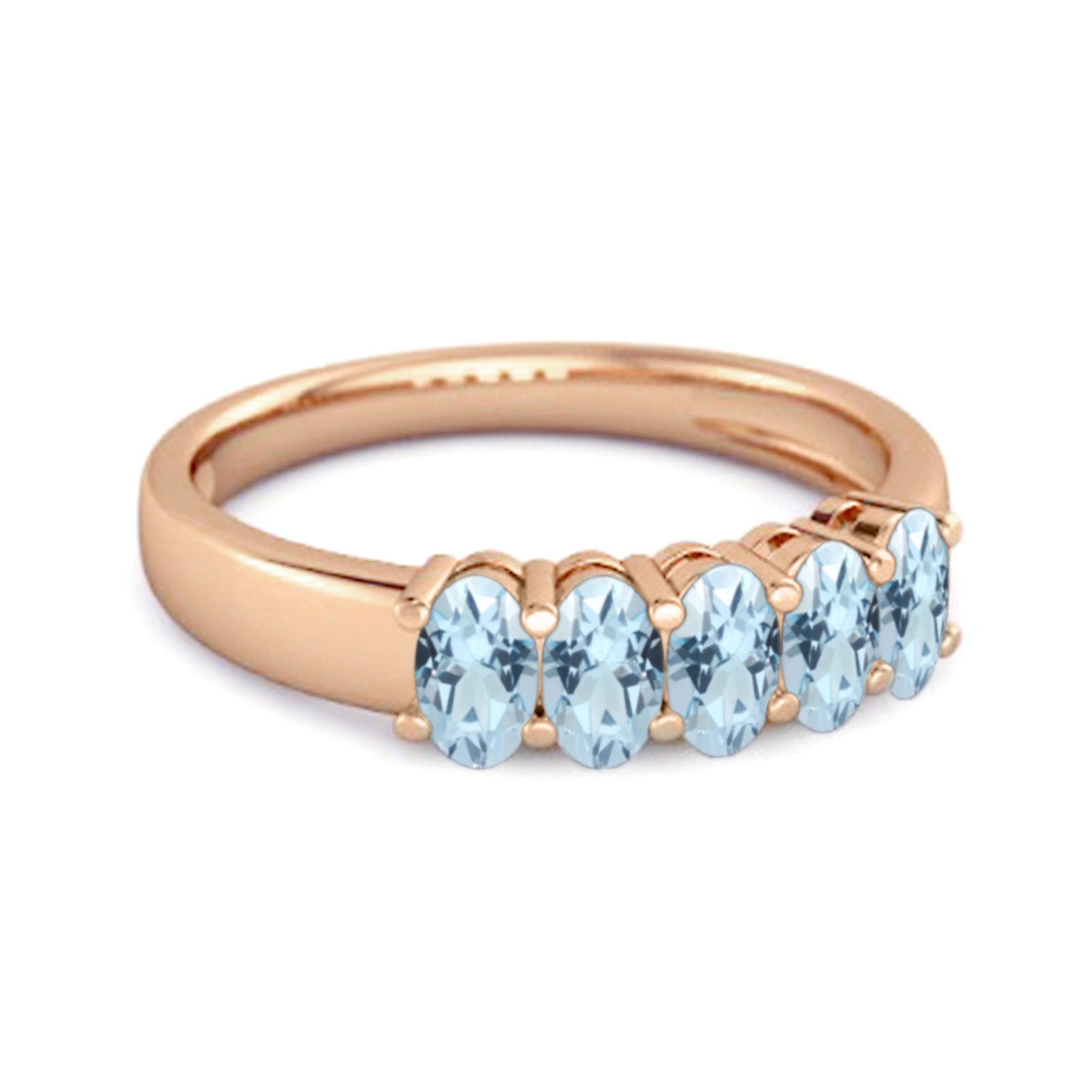 Five Stone 1.25 Cts Blue Topaz Half Eternity 925 Sterling Silver Ring