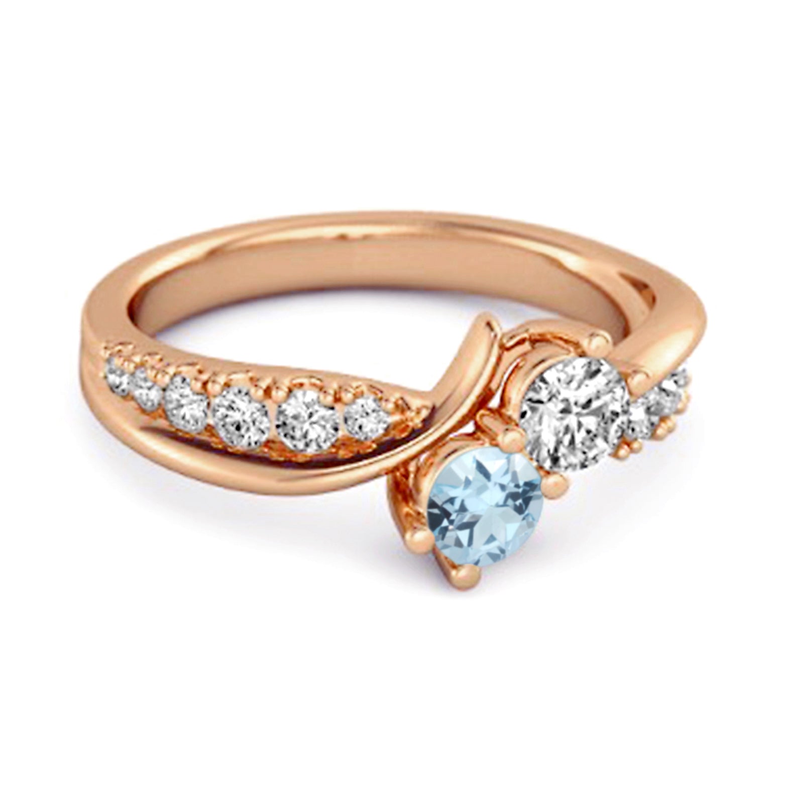 Blue Topaz Twin Stone Pavé Ring - Sterling Silver