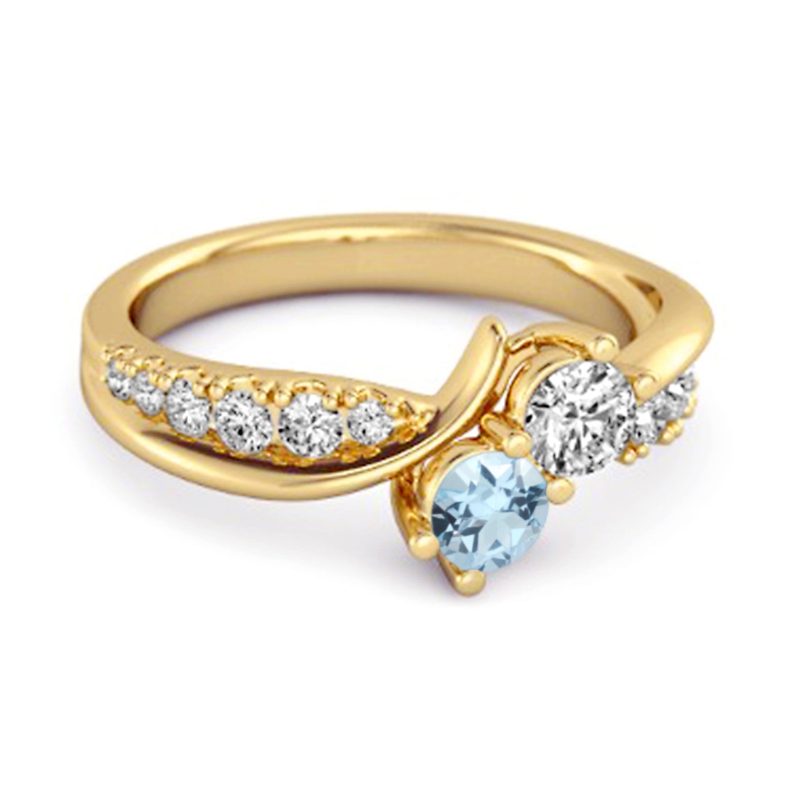 Blue Topaz Twin Stone Pavé Ring - Sterling Silver