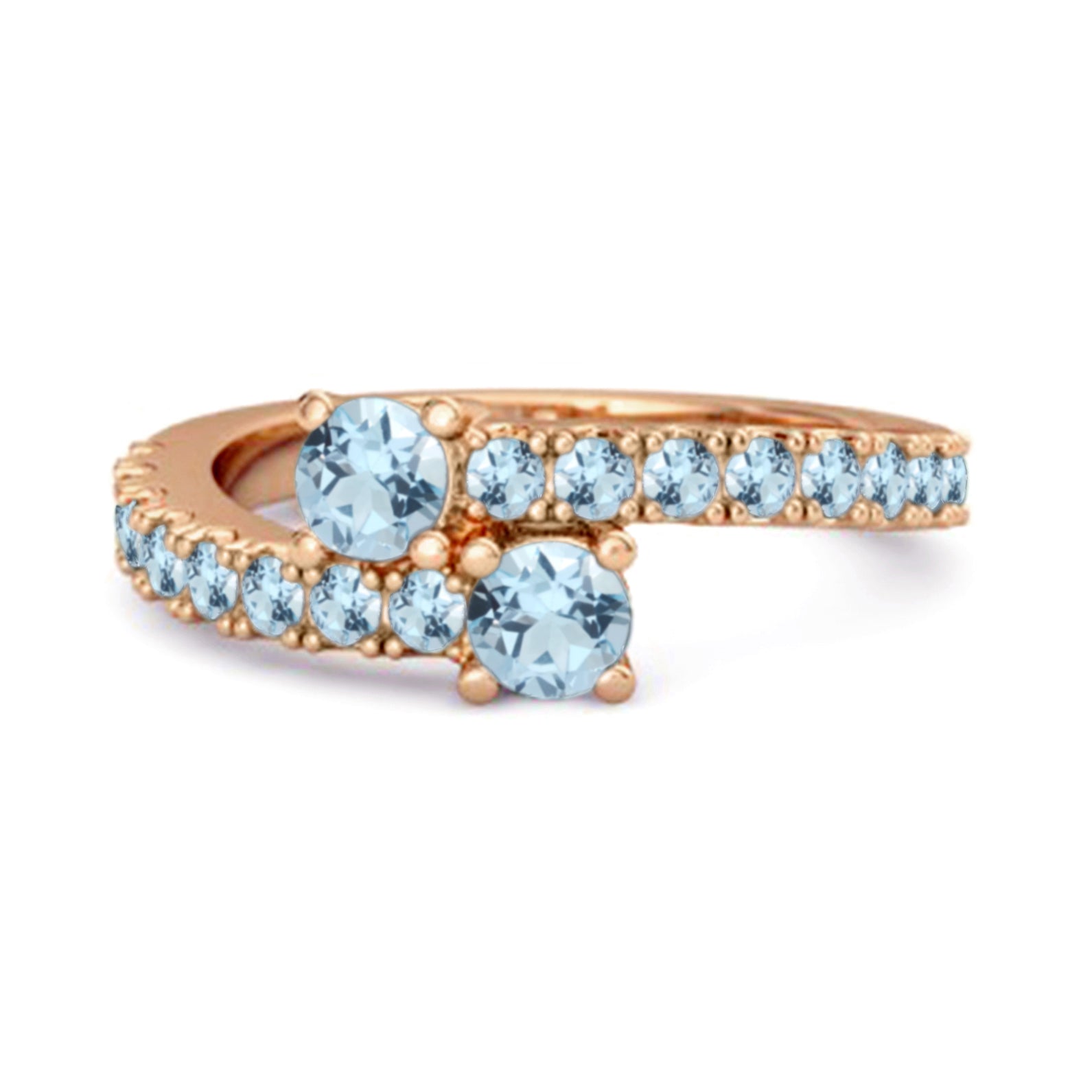Blue Topaz Twin Stone Pavé Bypass Ring - Sterling Silver