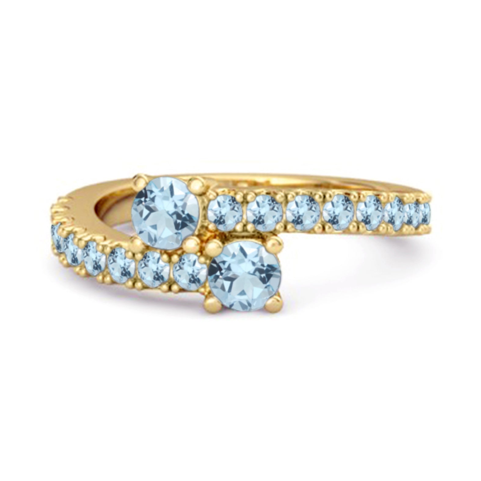 Blue Topaz Twin Stone Pavé Bypass Ring - Sterling Silver