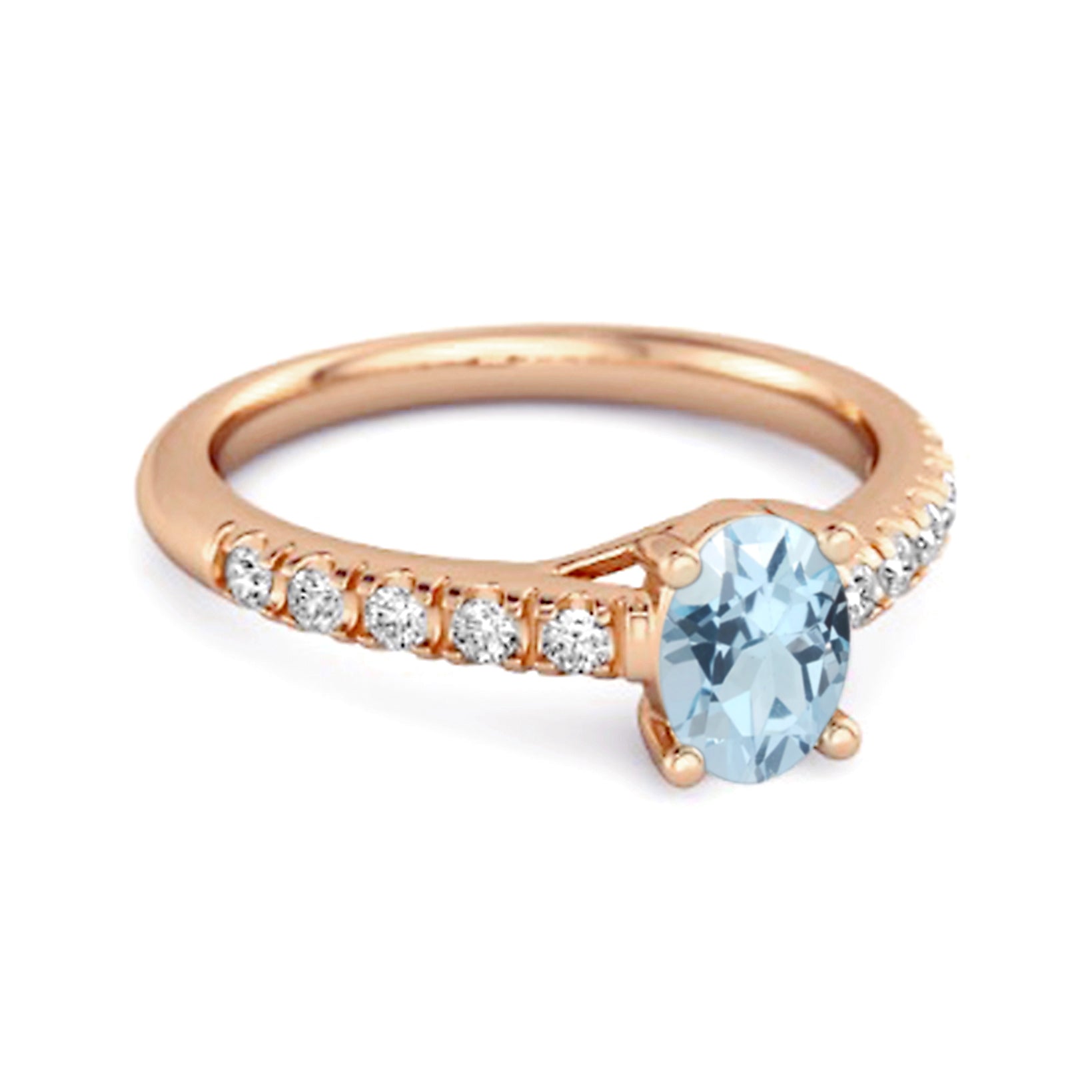 Blue Topaz Pavé Band with White CZ Accents Ring - Sterling Silver