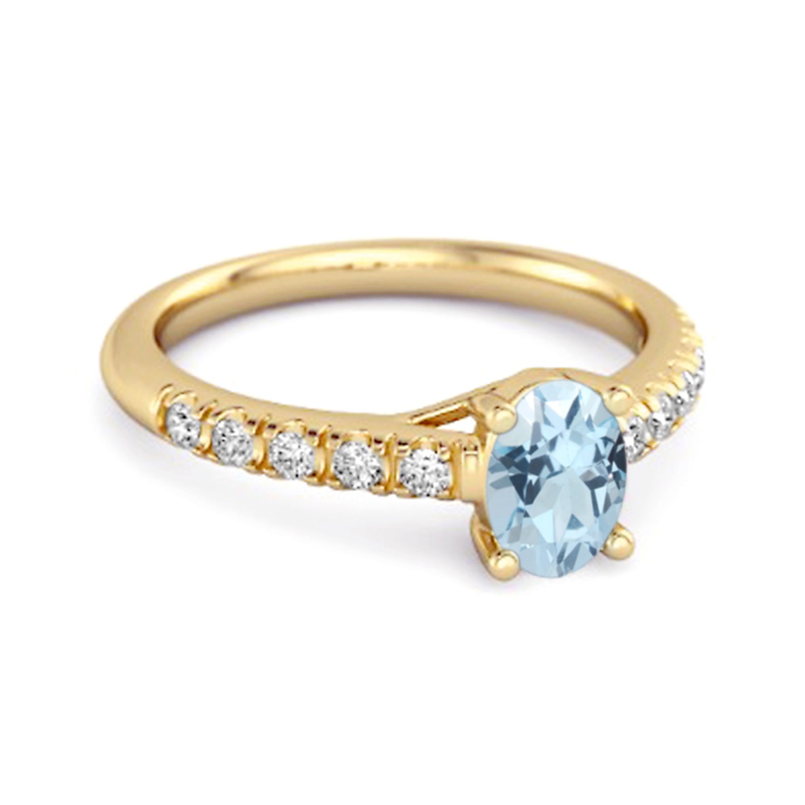 Blue Topaz Pavé Band with White CZ Accents Ring - Sterling Silver