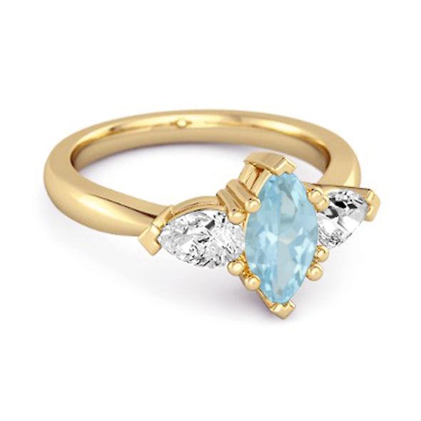 Solitaire 0.25 Ctw Marquise Cut Blue Topaz 925 Sterling Silver Ring