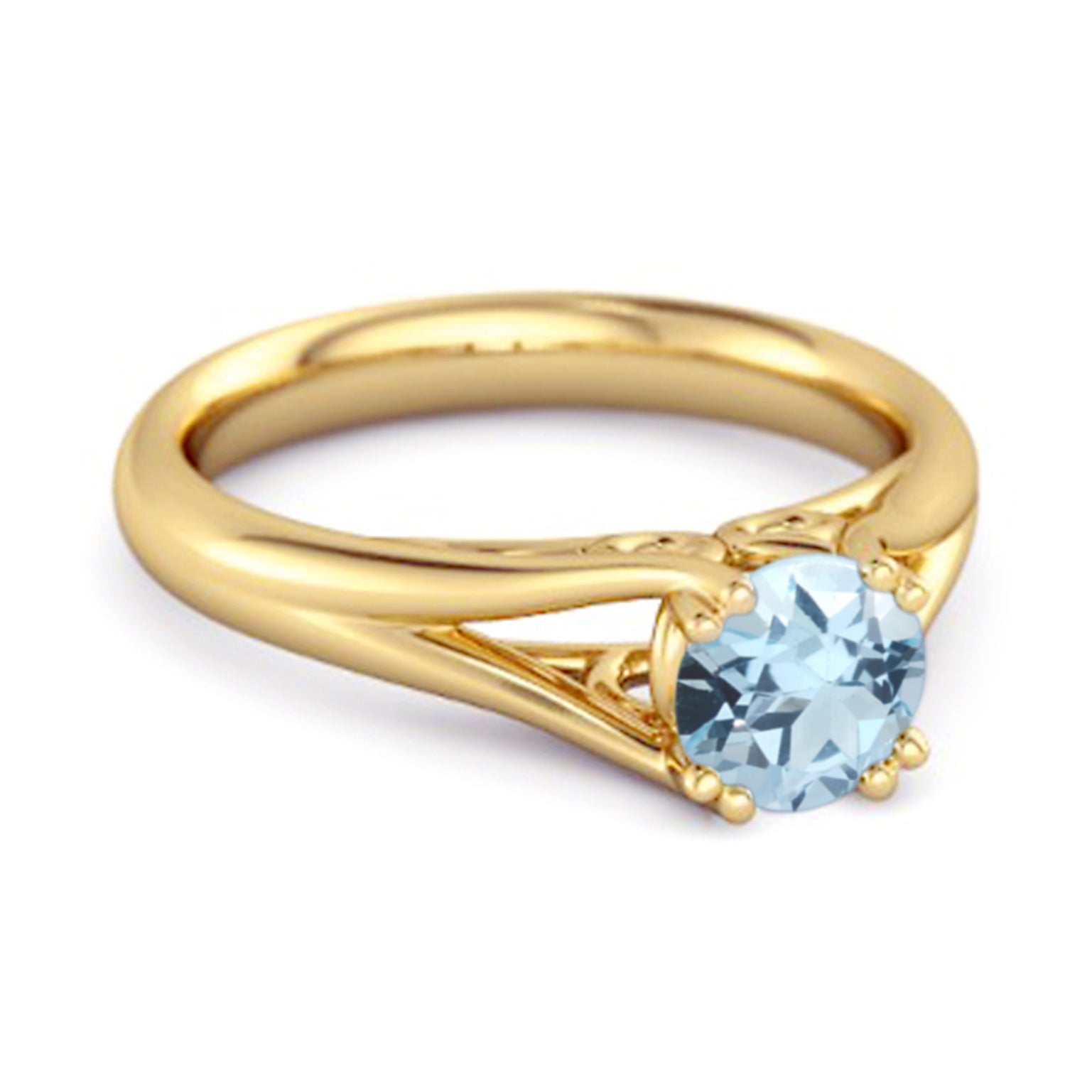 Blue Topaz Elegant Bypass Solitaire Ring - Sterling Silver