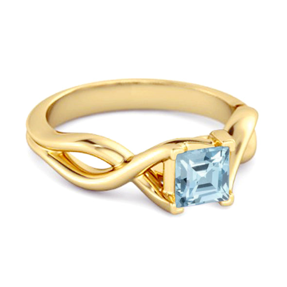 Infinity Band Square Cut 0.50 Ctw Blue Topaz Women Wedding Ring