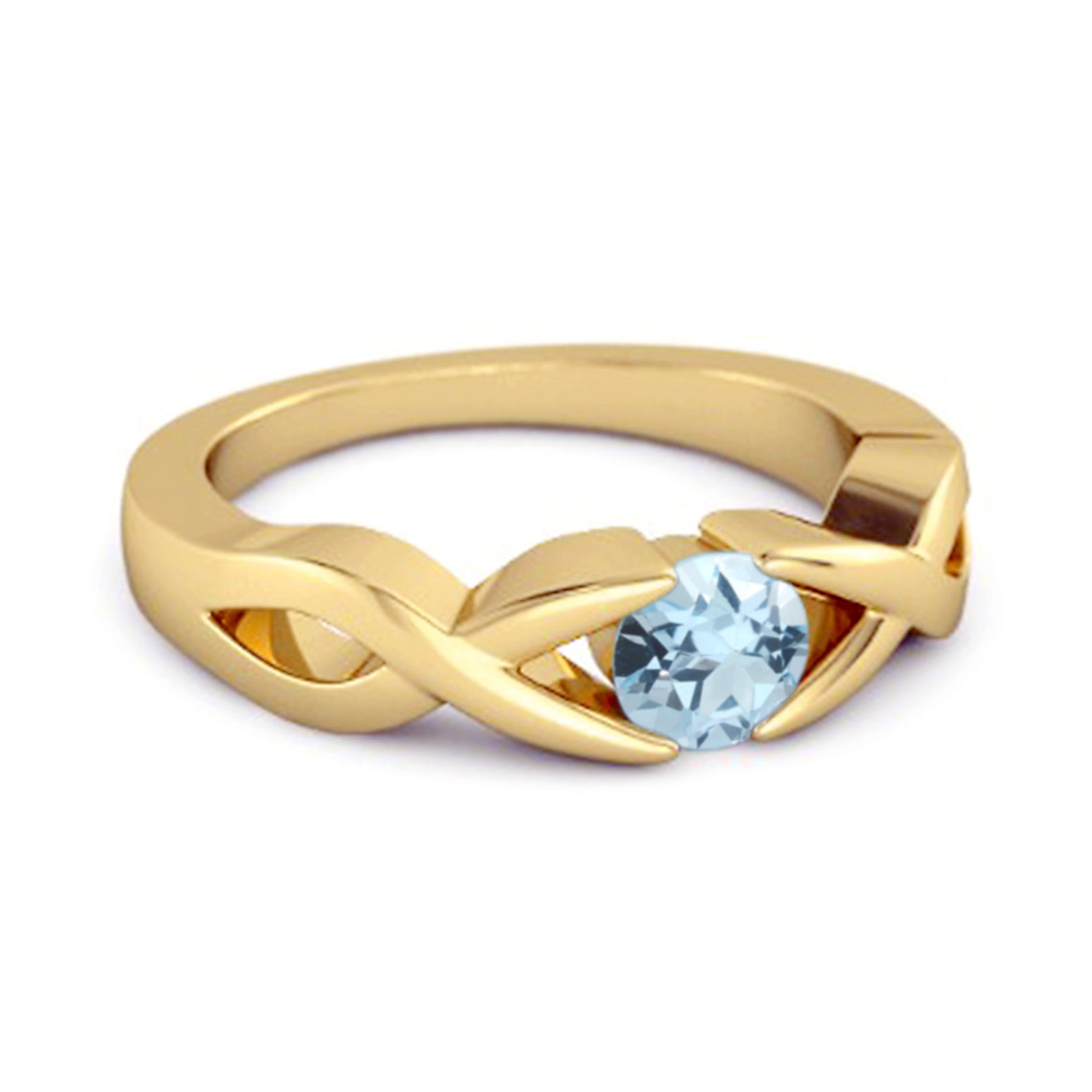 Blue Topaz Twisted Vine Band Ring - Sterling Silver